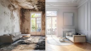 Before and after photos of painting a room